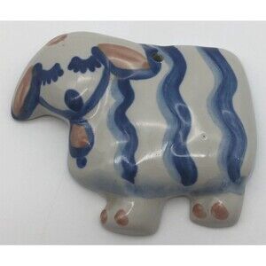 MA Hadley Sheep Ornament Plaque Wall Hanging Blue Gray Signed 4x3”